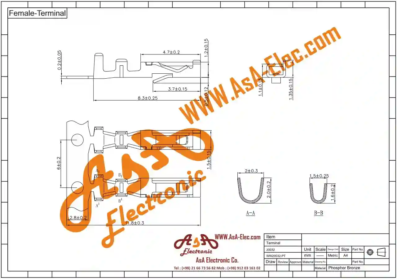 پین کانکتور بین راهی 2 میلیمتر مادگی